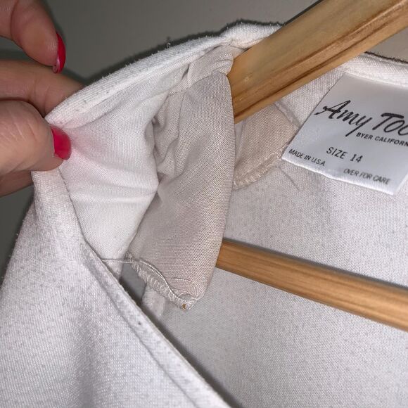 Vintage Dress 80s 90s Girl's 14 Puff Sleeve White Lace Ruffle Tired Dance Party - Picture 4 of 6